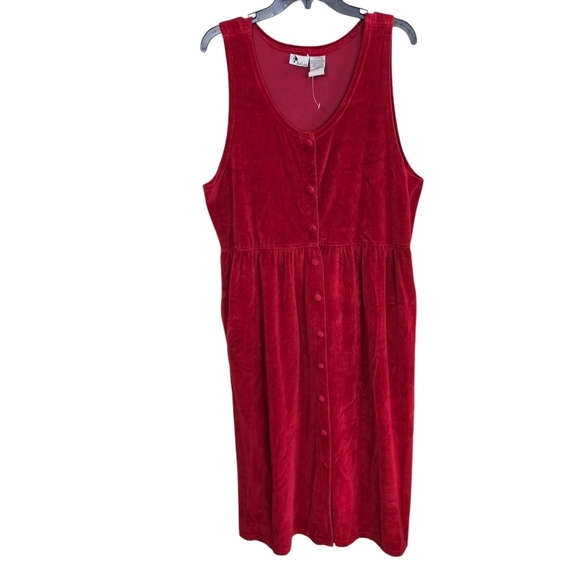 NWOT Vintage 90s Velvet Button Down Maxi Dress  Sleeveless - Picture 1 of 5